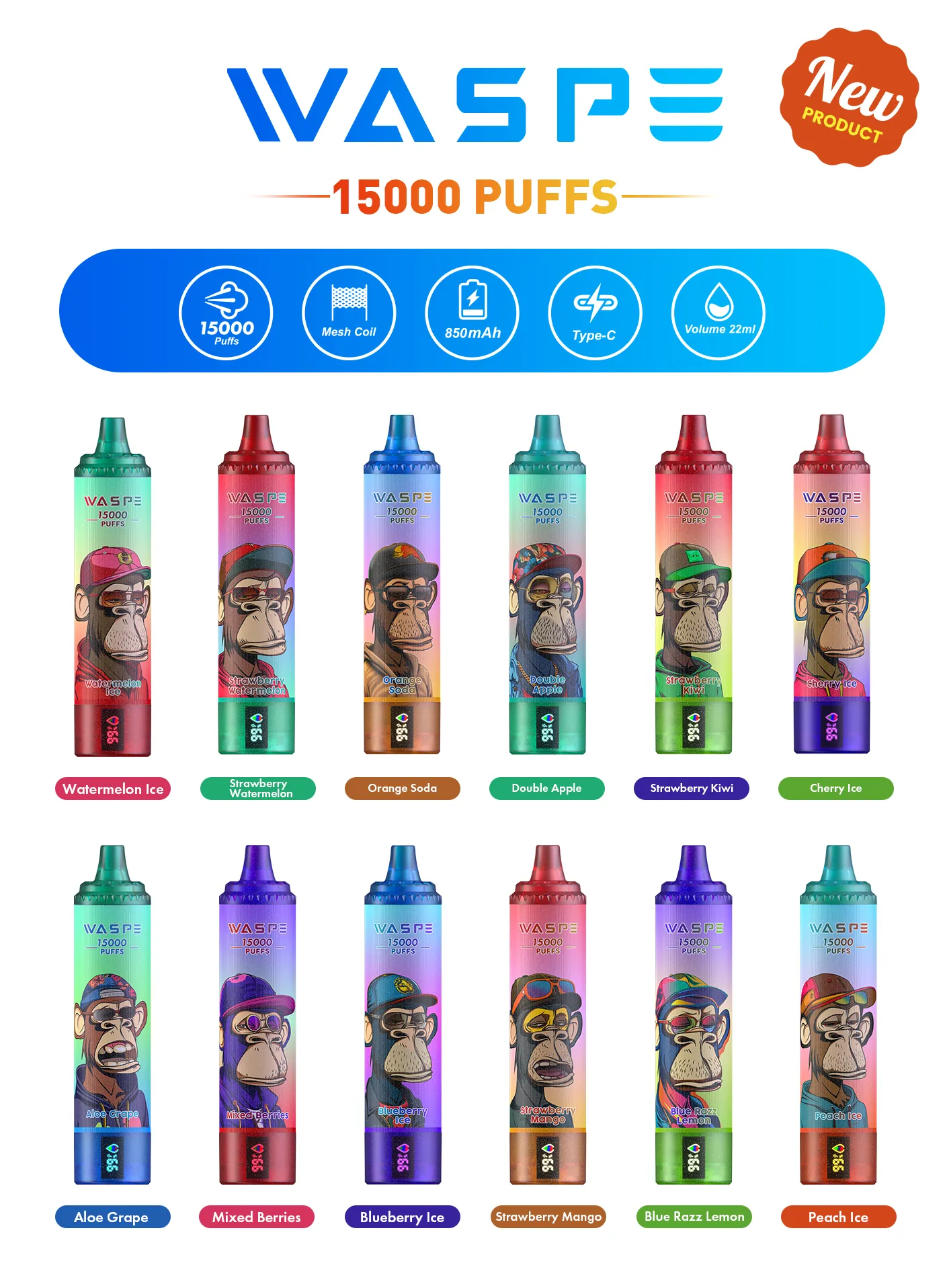 WASPE 15000 PUFFS Electronic Cigarettes