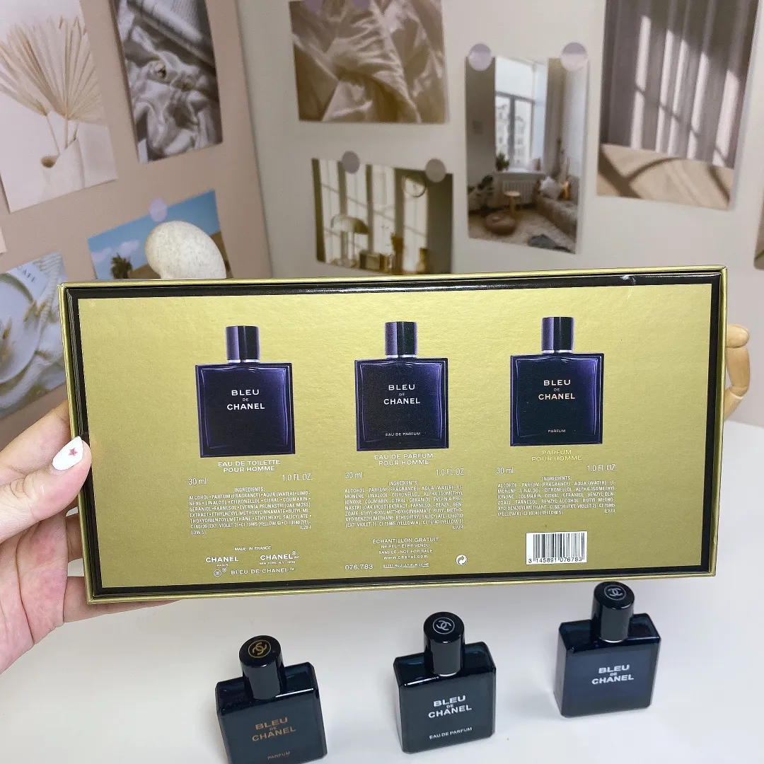 Chanel Blue Three Piece Set With 30ml Pieces And Nozzle Chanel Blue Three Piece Set With 30ml Pieces And Nozzle