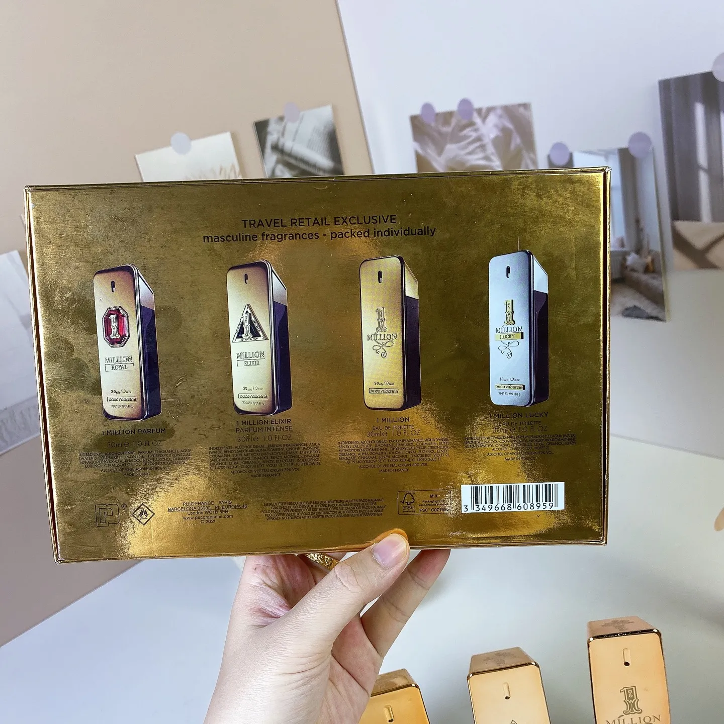 Paco Rabanne Million Men's Sample Four Piece Set, 30mlx4 Pieces, With Nozzle Paco Rabanne Million Men's Sample Four Piece Set, 30mlx4 Pieces, With Nozzle